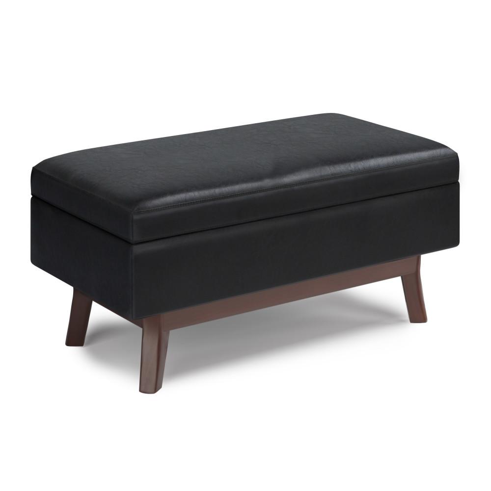 Midnight Black Vegan Leather | Owen Small Rectangular Storage Ottoman