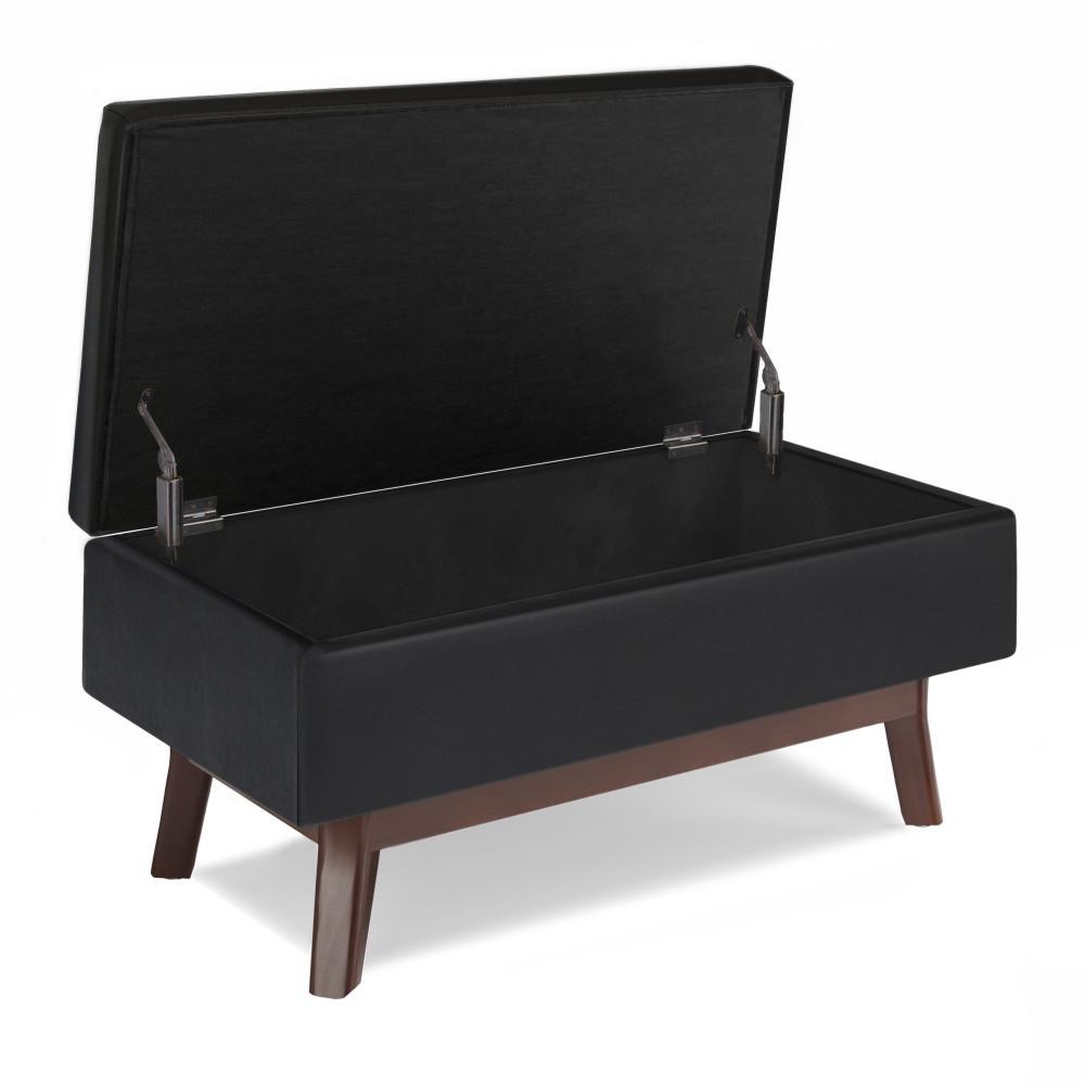 Midnight Black Vegan Leather | Owen Small Rectangular Storage Ottoman