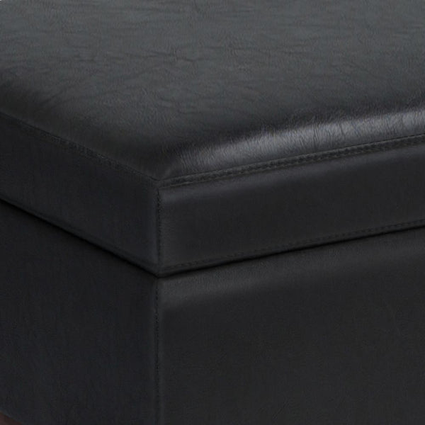 Midnight Black Vegan Leather | Owen Small Rectangular Storage Ottoman