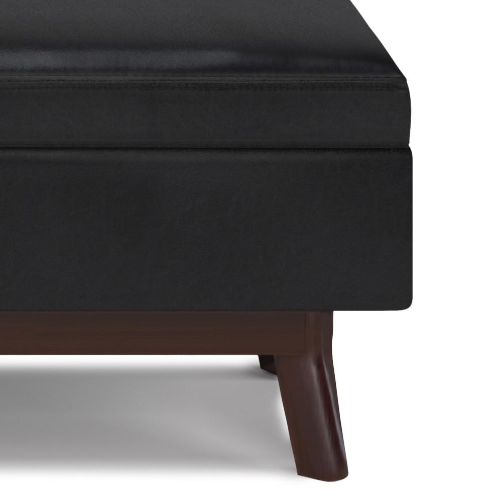 Midnight Black Vegan Leather | Owen Small Rectangular Storage Ottoman