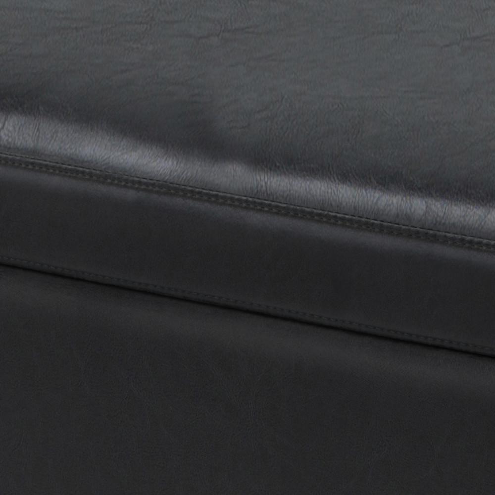 Midnight Black Vegan Leather | Owen Small Rectangular Storage Ottoman