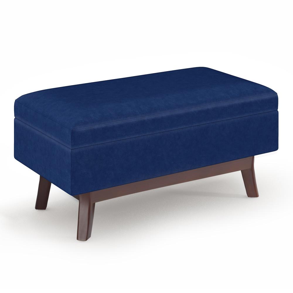 Blue Velvet Fabric | Owen Small Rectangular Storage Ottoman