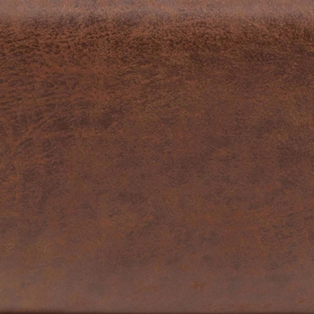 Distressed Saddle Brown Distressed Vegan Leather | Owen XL Square Storage Ottoman
