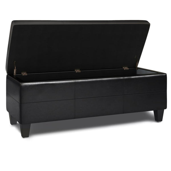 Midnight Black | Afton Storage Ottoman Bench