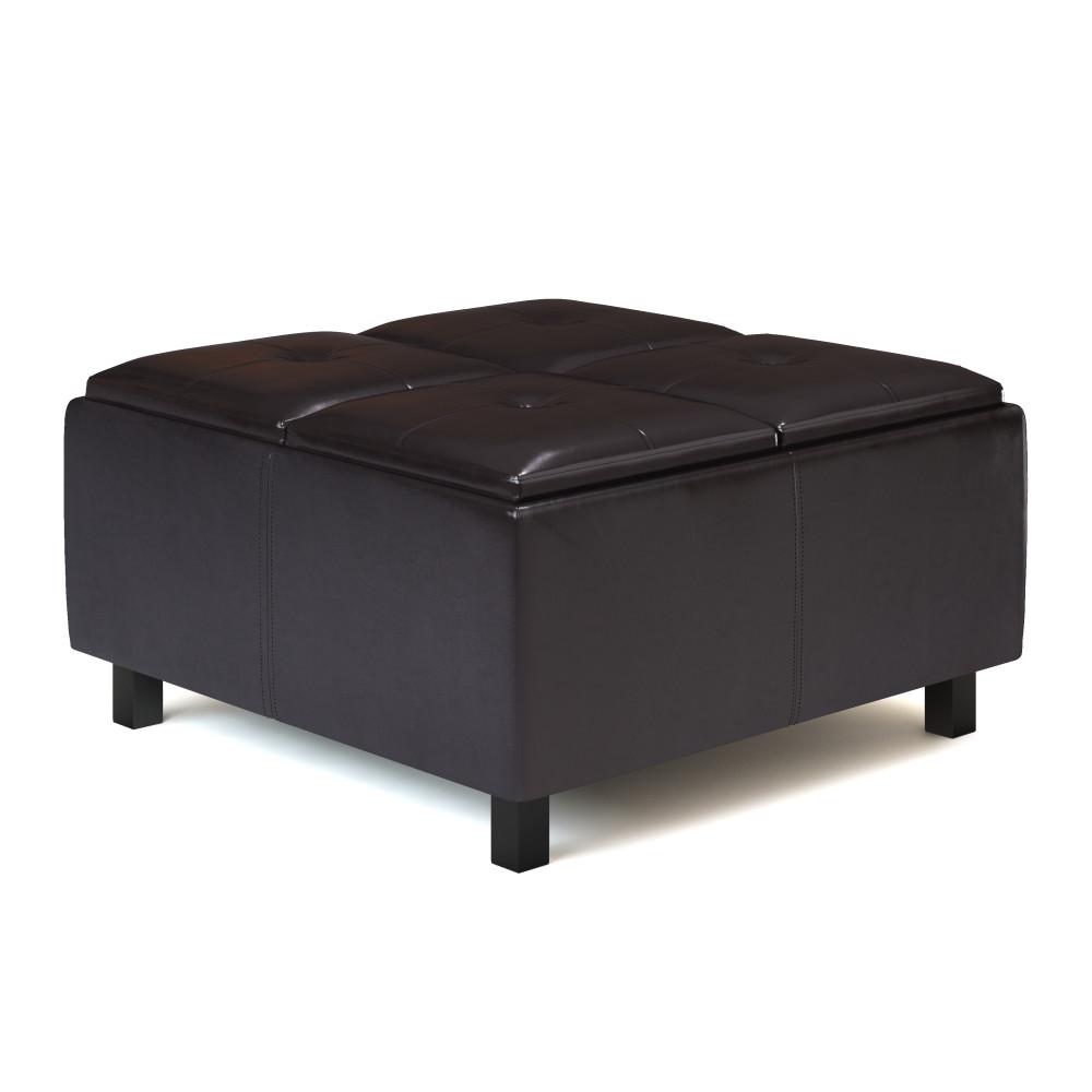 Tanners Brown Vegan Leather | Alcott Square Coffee Table Storage Ottoman