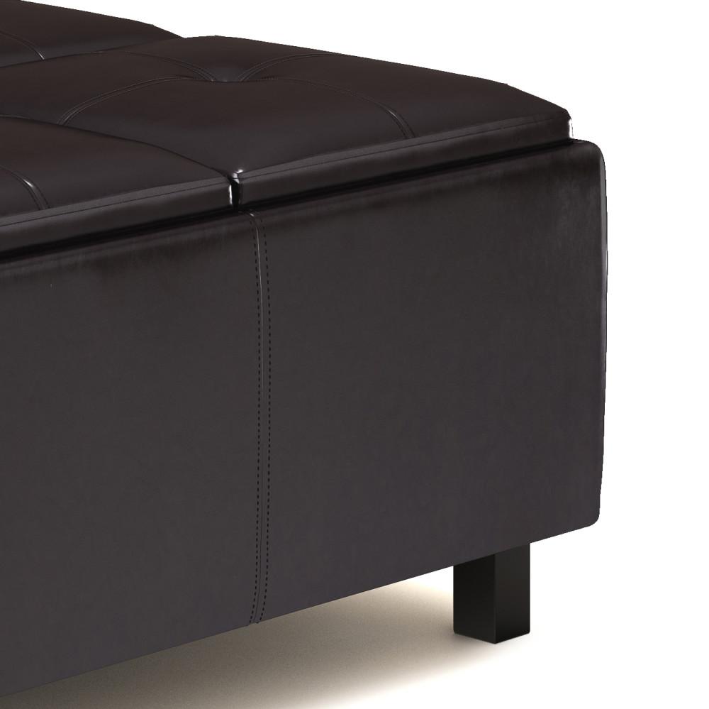 Tanners Brown Vegan Leather | Alcott Square Coffee Table Storage Ottoman