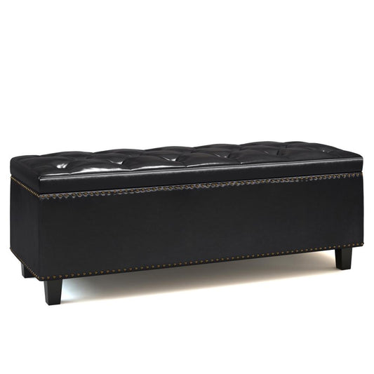 Midnight Black Vegan Leather| Heatherton Storage Ottoman