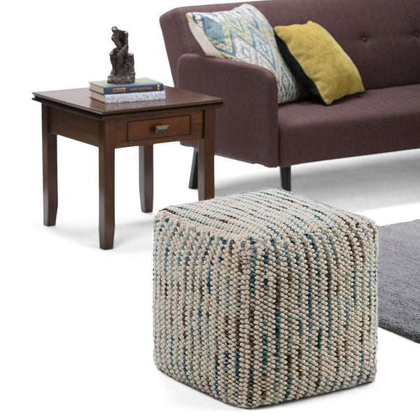 Multi-Color | Zoey Woven Cube Pouf