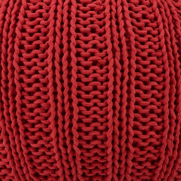 Candy Red | Shelby Hand Knit Round Pouf