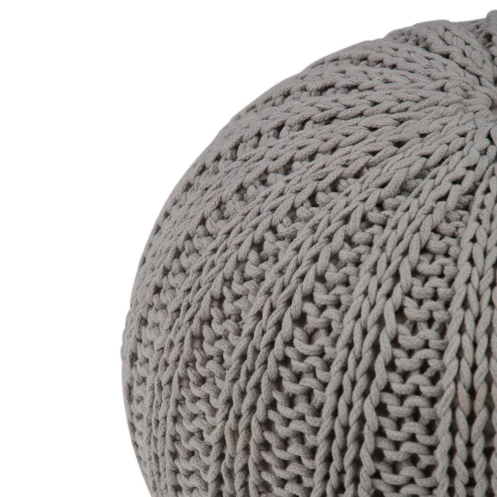 Dove Grey | Shelby Hand Knit Round Pouf