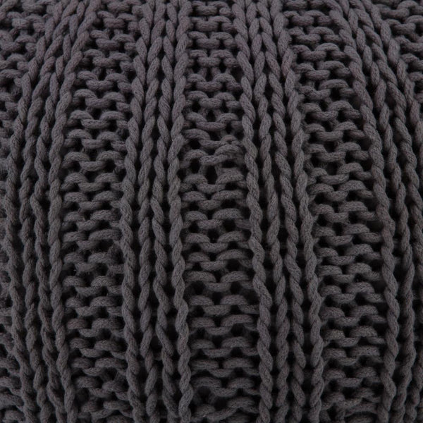 Slate Grey | Shelby Hand Knit Round Pouf