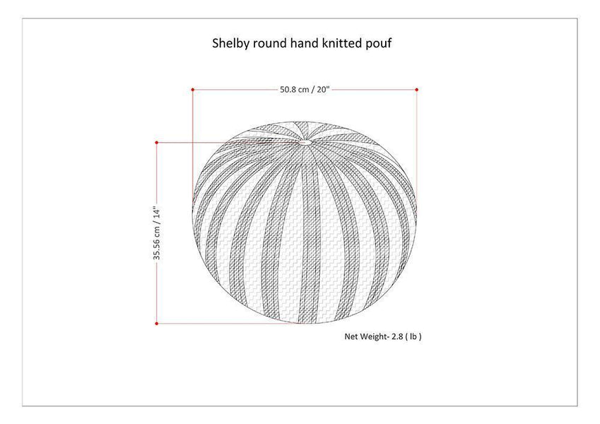 Slate Grey | Shelby Hand Knit Round Pouf