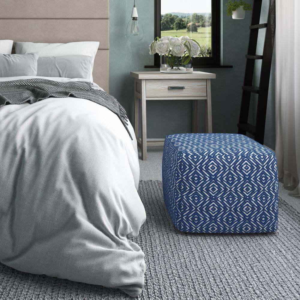 Blue and Natural | Graham Square Pouf
