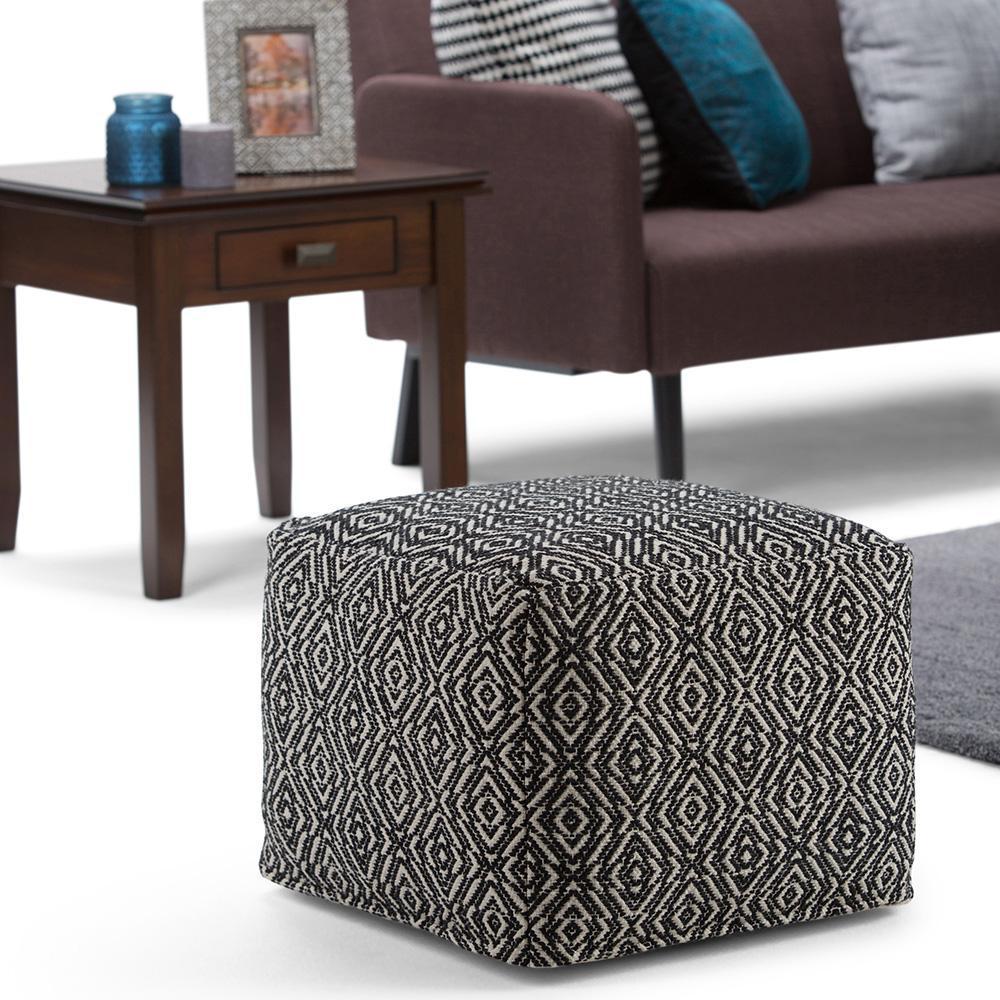 Black and Natural | Graham Square Pouf