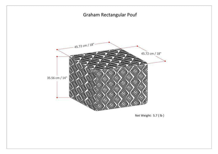 Black and Natural | Graham Square Pouf