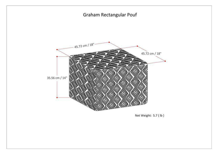 Black and Natural | Graham Square Pouf