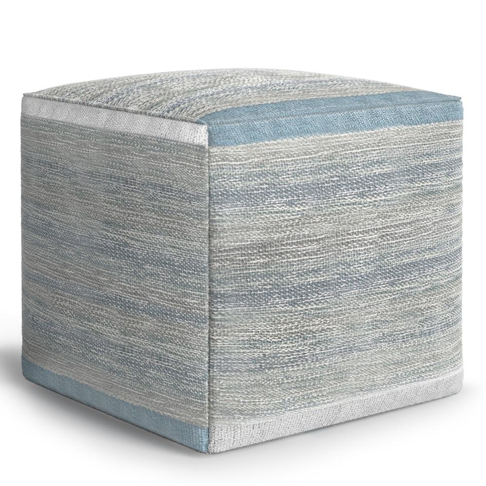 Blue Melange | Naya Patterned Cube Pouf