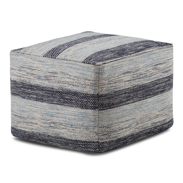 Patterned Blue Melange | Clay Patterned Square Pouf