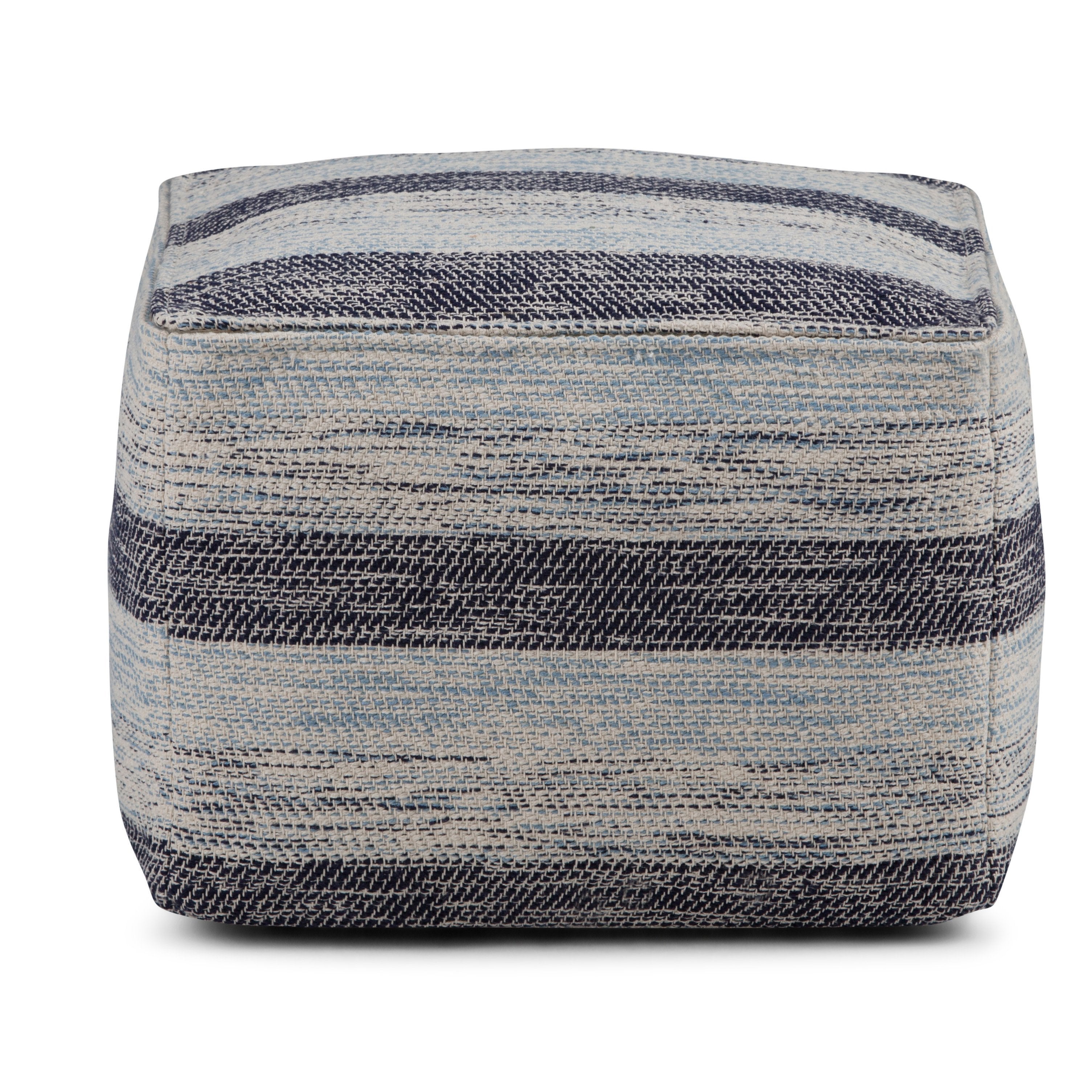 Patterned Blue Melange | Clay Patterned Square Pouf