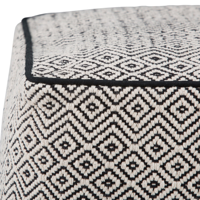 Patterned Black and Natural | Brynn Patterned Square Pouf
