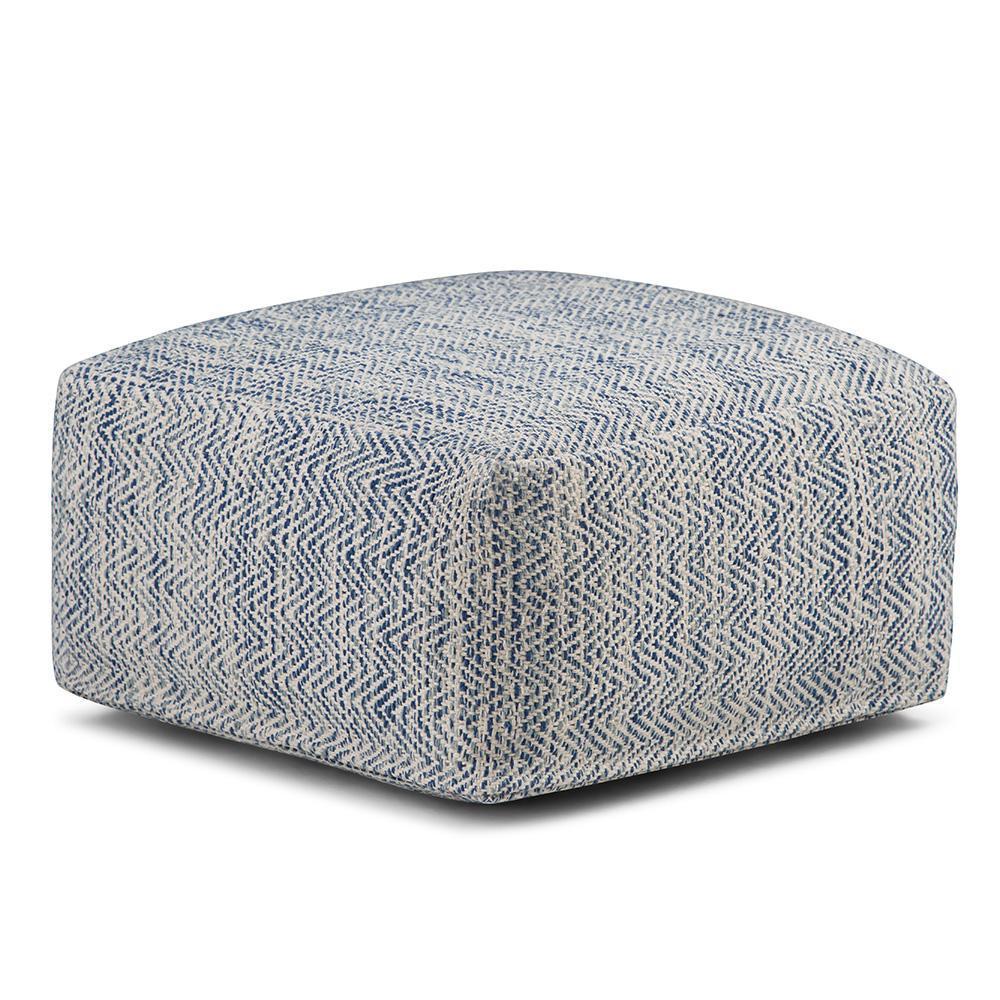 Patterned Denim Melange | Nate Patterned Square Pouf