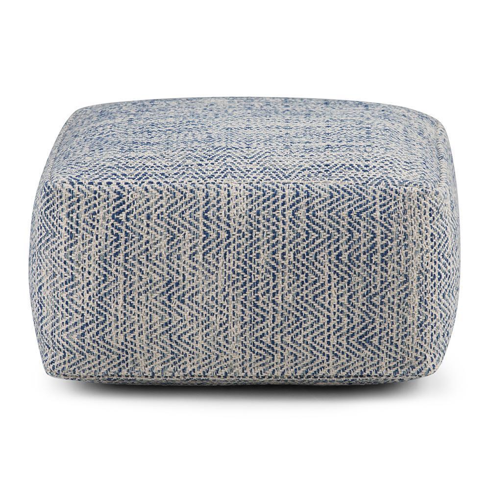 Patterned Denim Melange | Nate Patterned Square Pouf