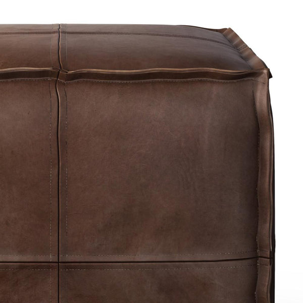 Distressed Dark Brown | Brody Square Pouf