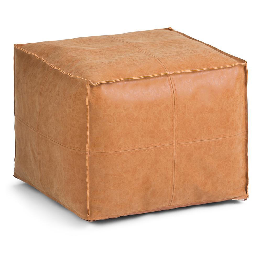 Distressed Brown | Brody Square Pouf