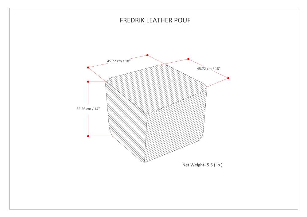Cream | Fredrik Woven Leather Square Pouf