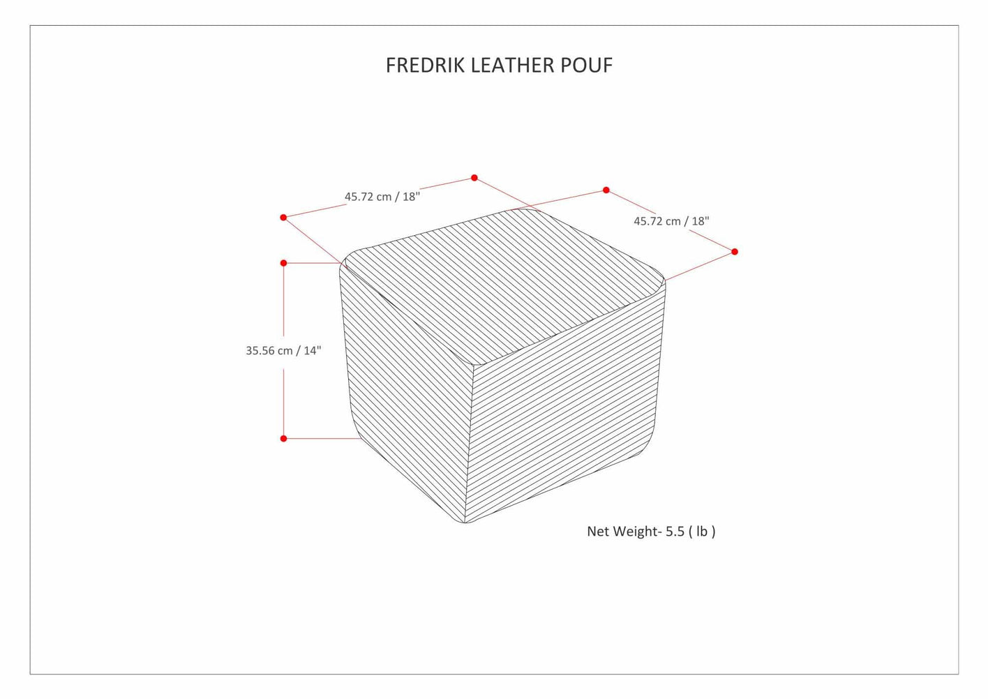Grey | Fredrik Woven Leather Square Pouf