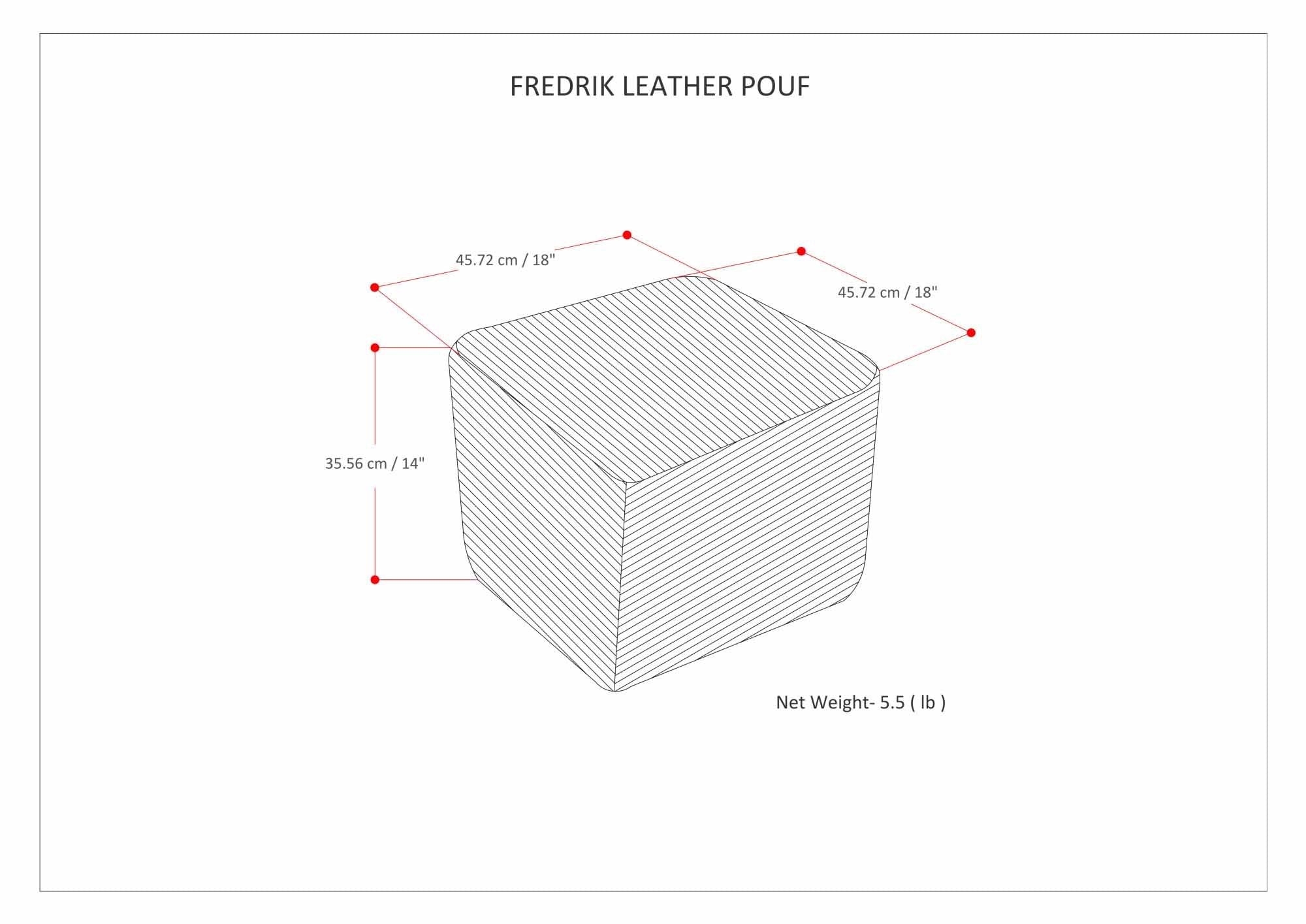 Grey | Fredrik Woven Leather Square Pouf