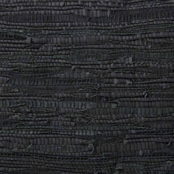 Black | Fredrik Woven Leather Square Pouf