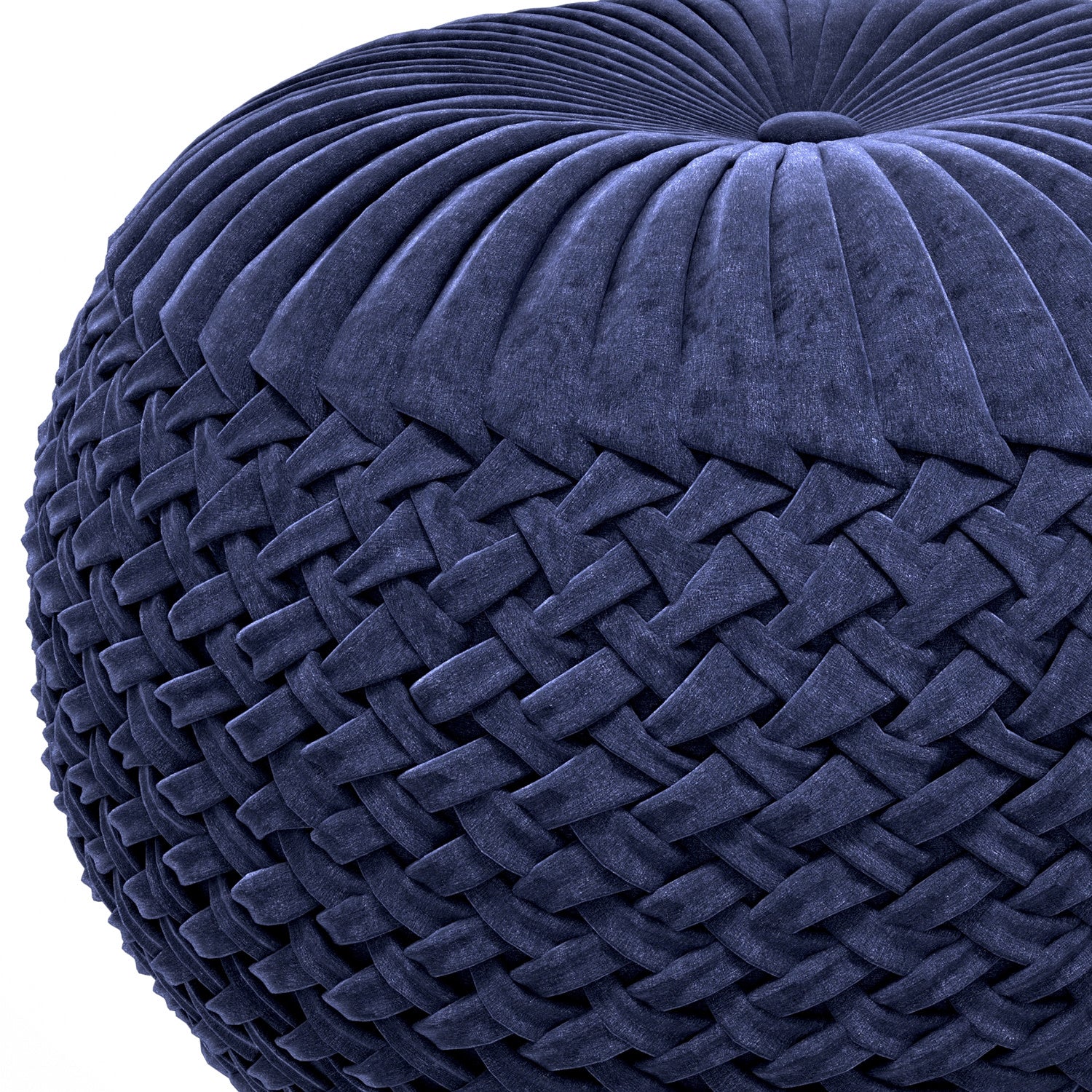Dark Blue Velvet Fabric |Grafton Velvet Round Pouf
