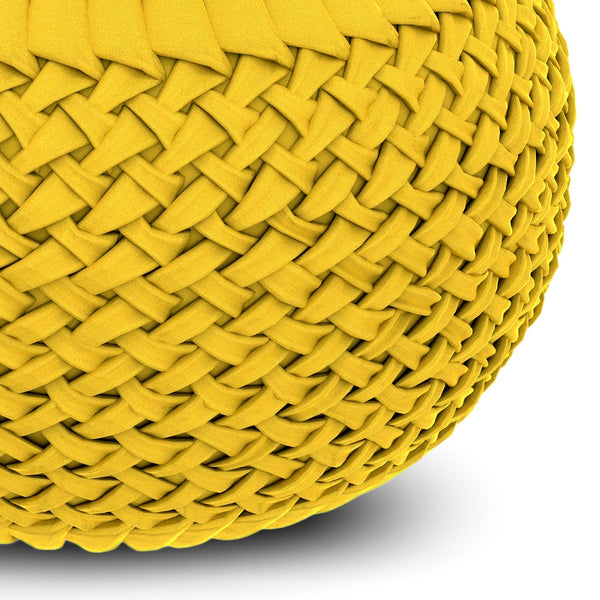 Golden Yellow Velvet Fabric |Grafton Velvet Round Pouf