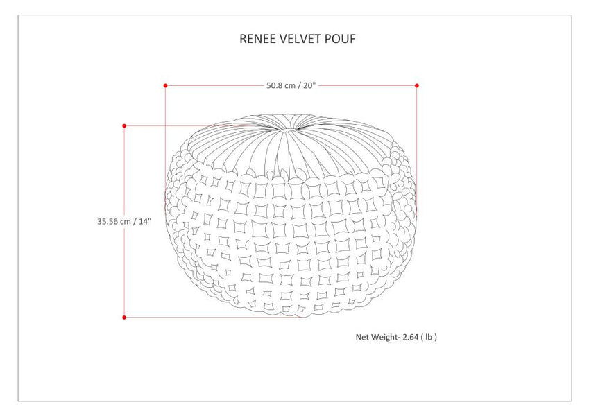 Slate Grey Velvet Fabric  | Renee Velvet Round Pouf