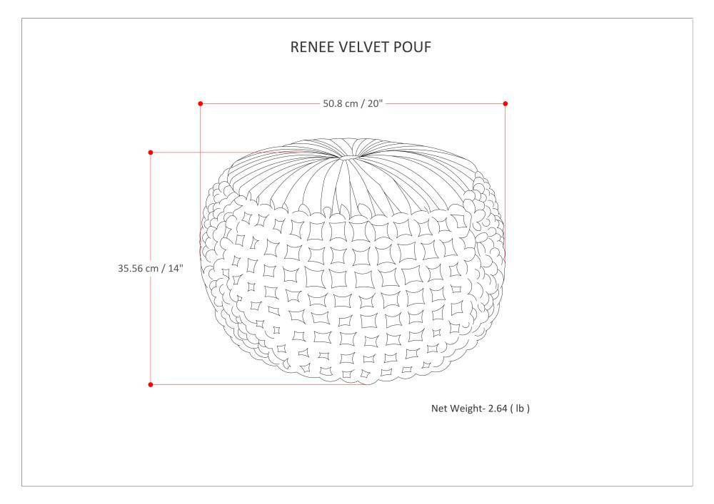 Slate Grey Velvet Fabric  | Renee Velvet Round Pouf