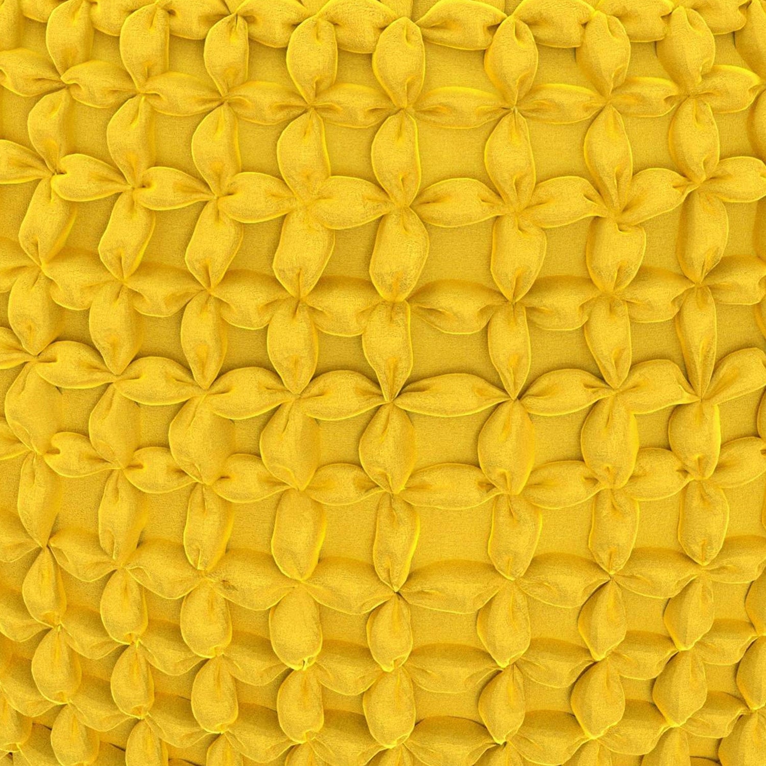 Golden Yellow Velvet Fabric | Renee Velvet Round Pouf