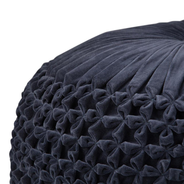 Navy Velvet Fabric | Renee Velvet Round Pouf