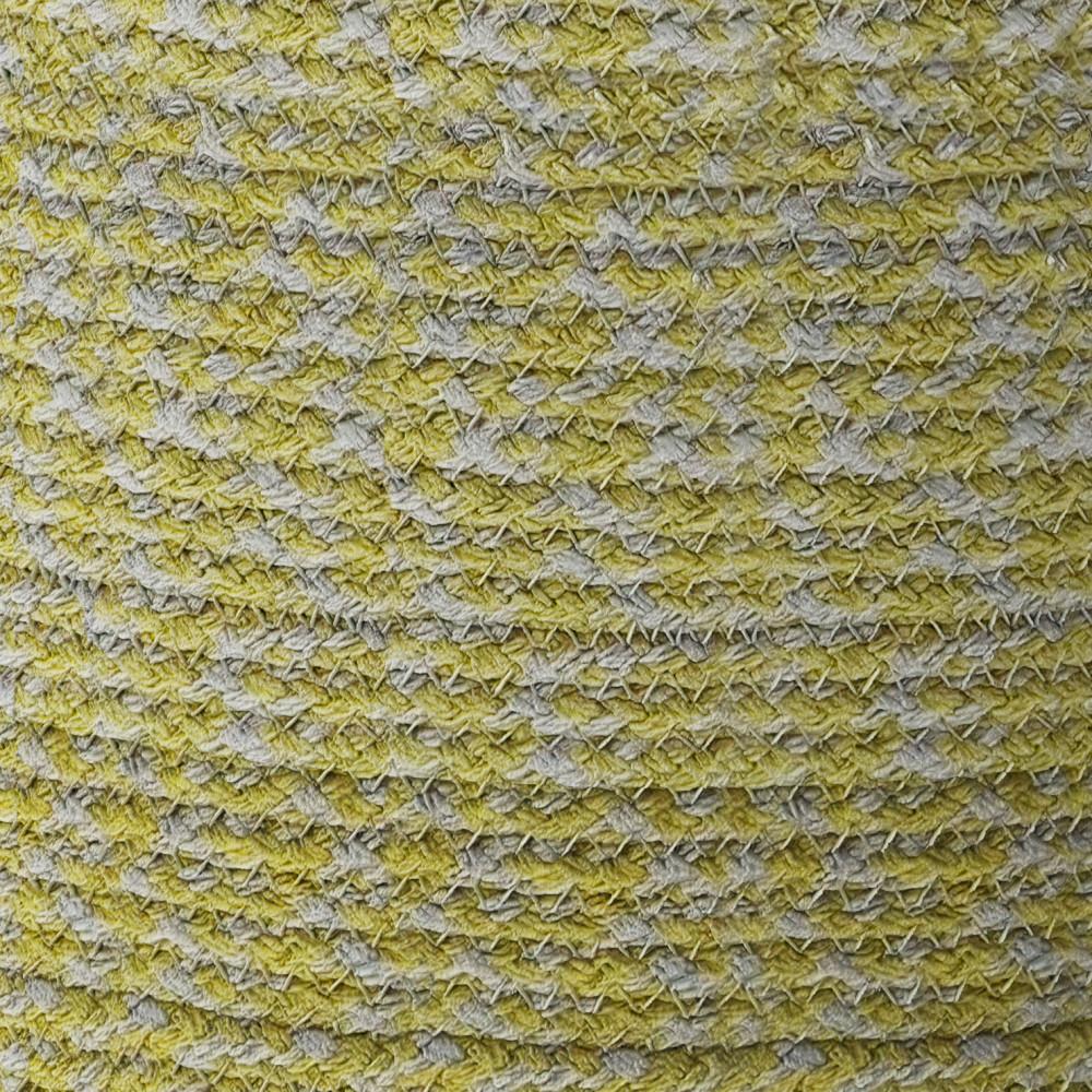 Muted Yellow and Natural | Bayley Round Braided Pouf