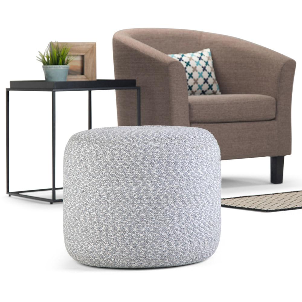 Blue and Natural | Bayley Round Braided Pouf