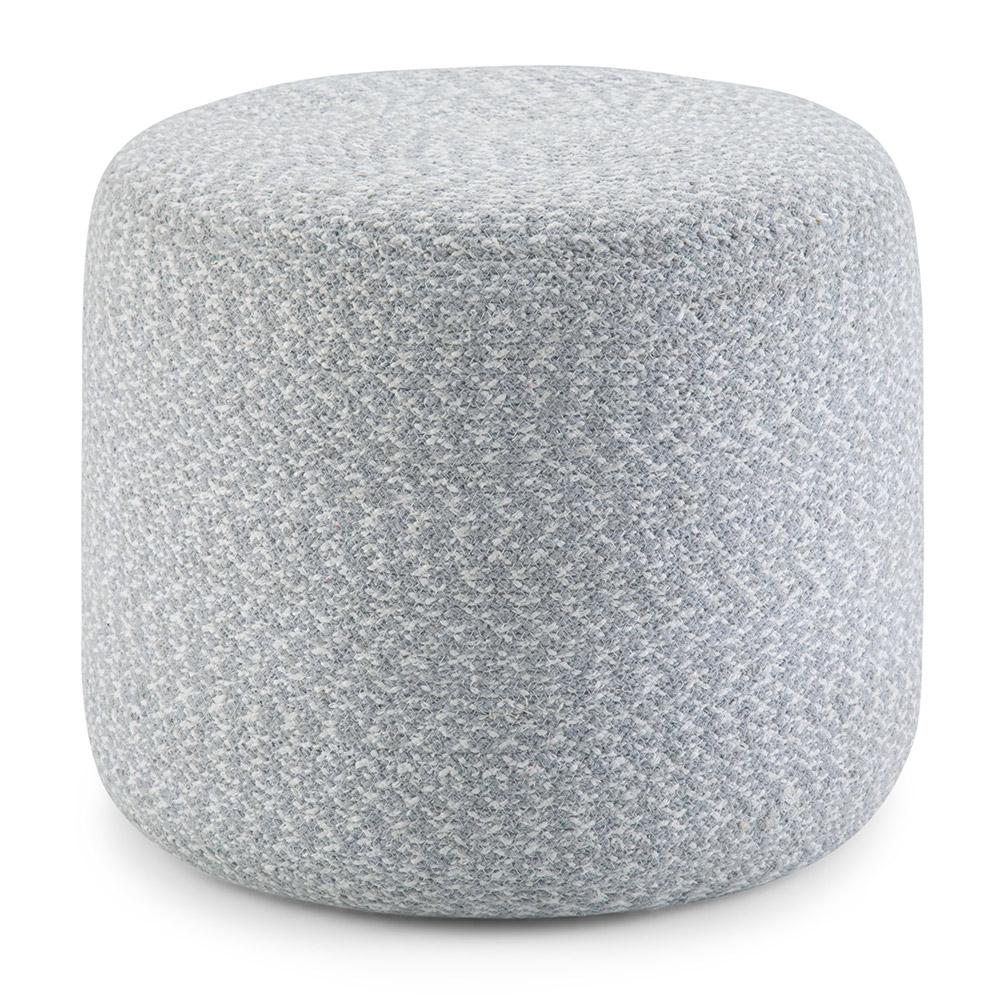Blue and Natural | Bayley Round Braided Pouf