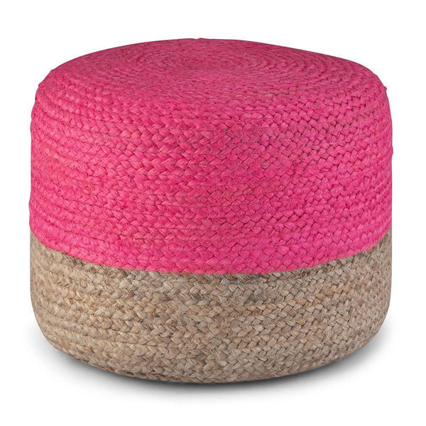 Pink Natural | Lydia 18 in Wide Round Pouf