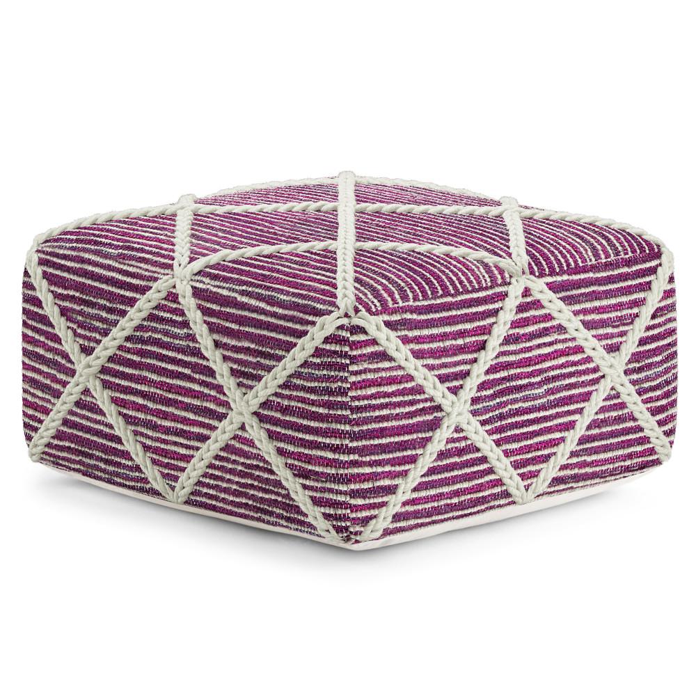 Magenta and Natural |  Cowan Square Pouf