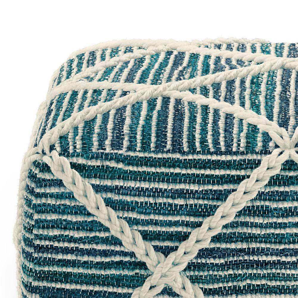 Teal and Natural | Cowan Square Pouf