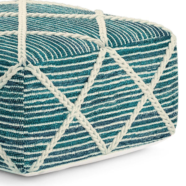 Teal and Natural | Cowan Square Pouf