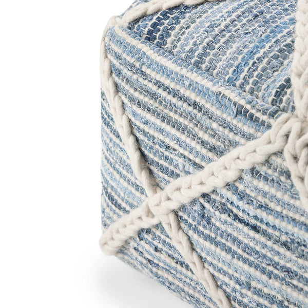 Blue and Natural | Cowan Square Pouf