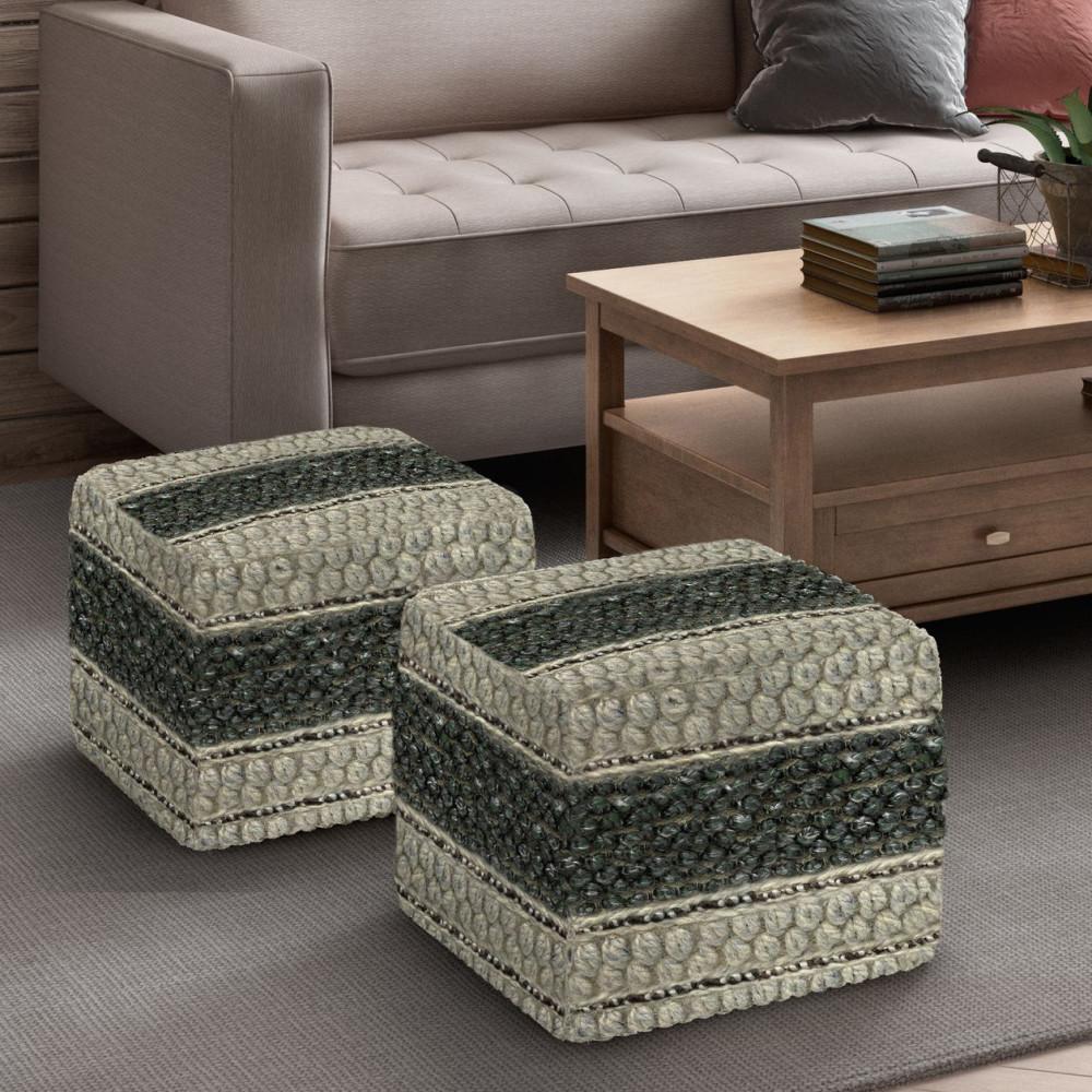 Green and Natural | Grady Square Pouf