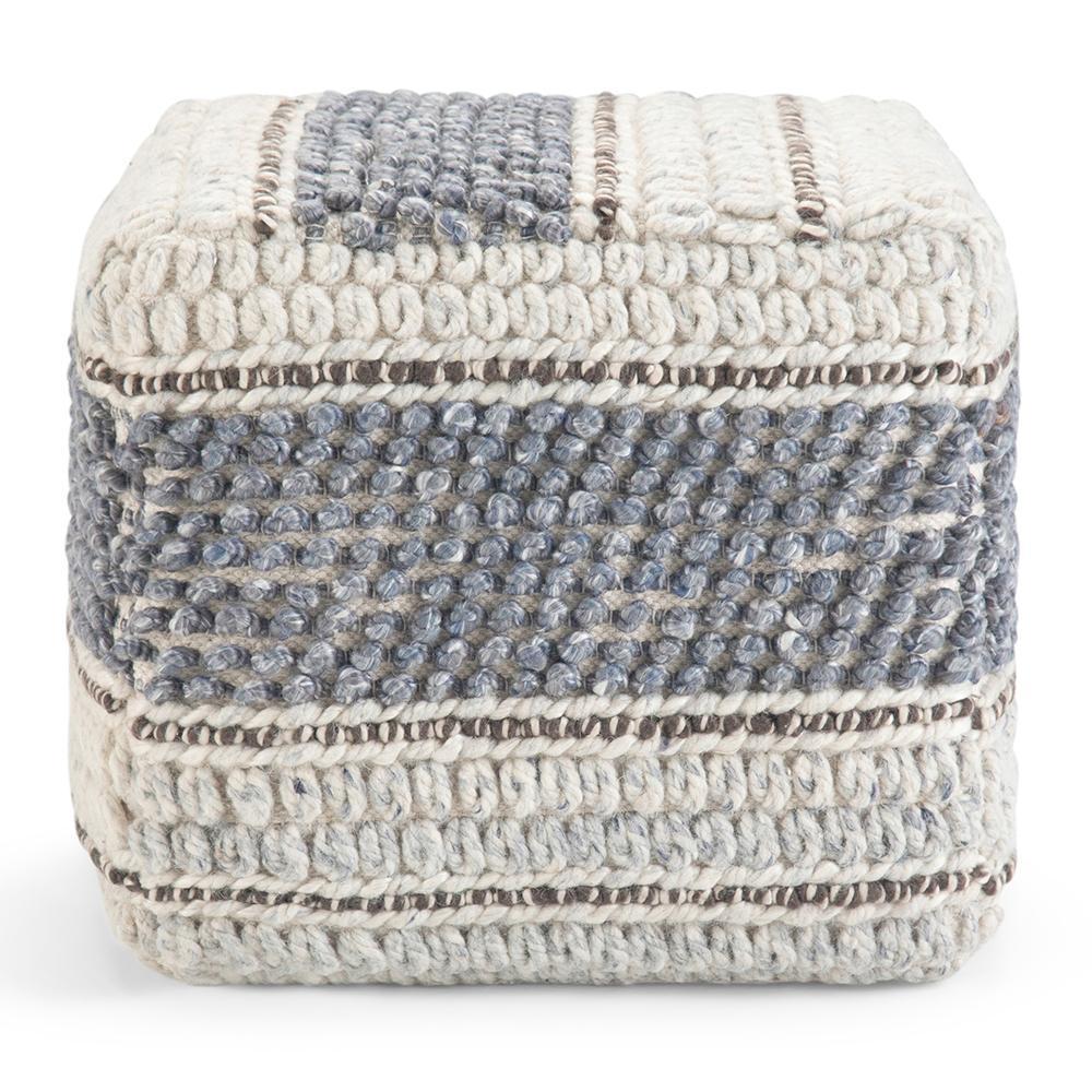 Blue and Natural | Grady Square Pouf