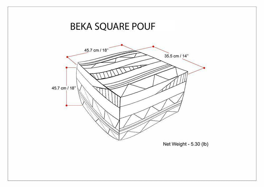 Beka 18 in Wide Square Pouf