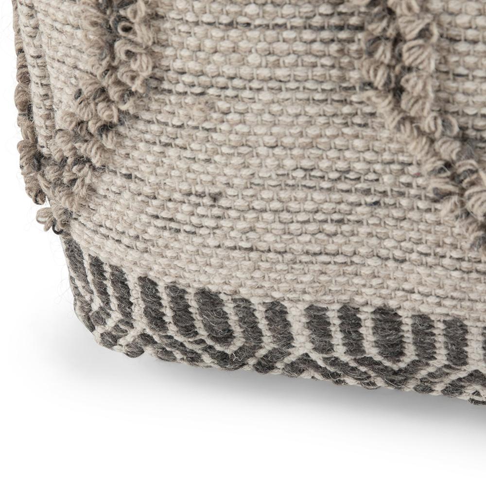 Grey and Natural Woven Wool | Sweeney Square Pouf